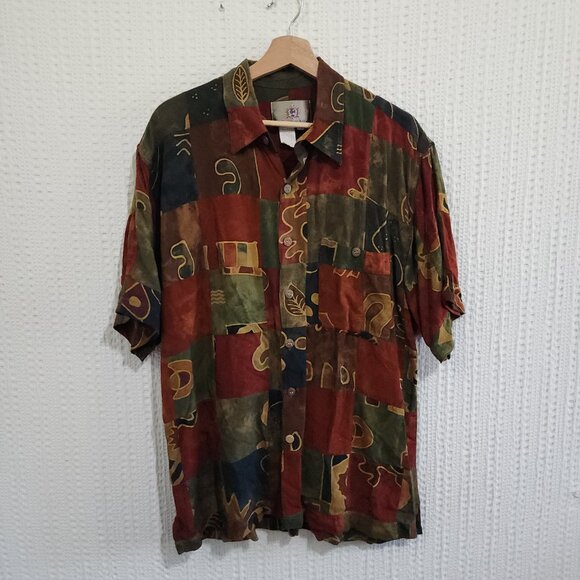 The Territory Ahead Vintage Abstract Earthtone Colors Button Down Shirt Large - Picture 12 of 12